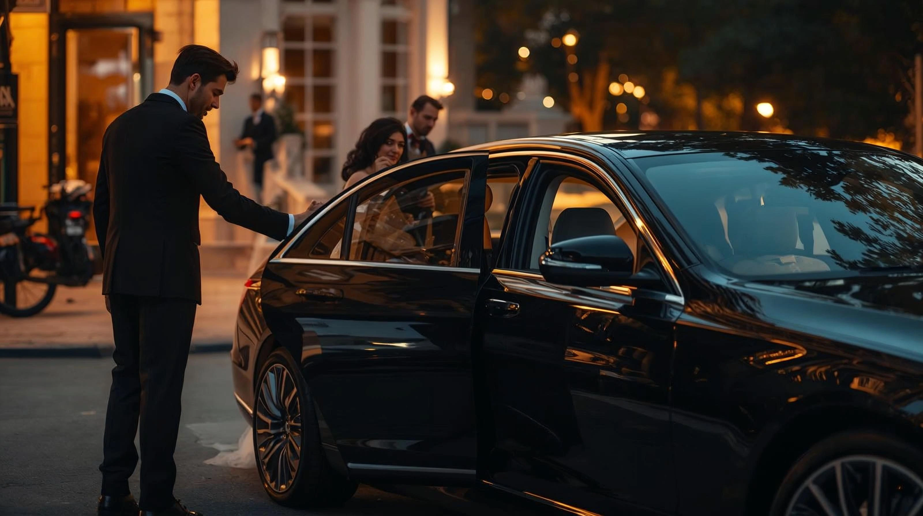 Limousine arrival for wedding and special events in Washington DC