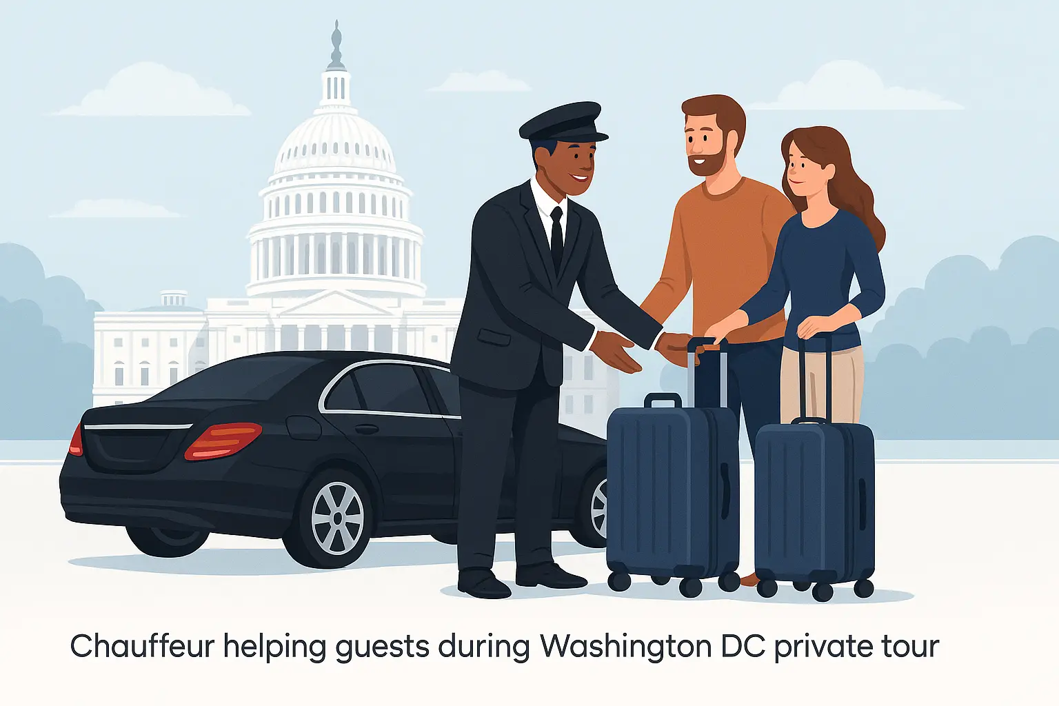 Washington DC monuments at night during private limo tour